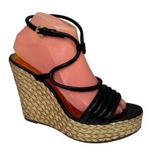 Coach Women's Woven Gold Wedge Platform Sandals Size‎ 7-7.5